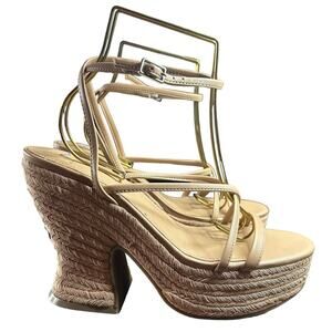 Marc Fisher Fetch Wedge Heel Sandals Retro Espadrilles Strappy Ankle Strap NEW 8